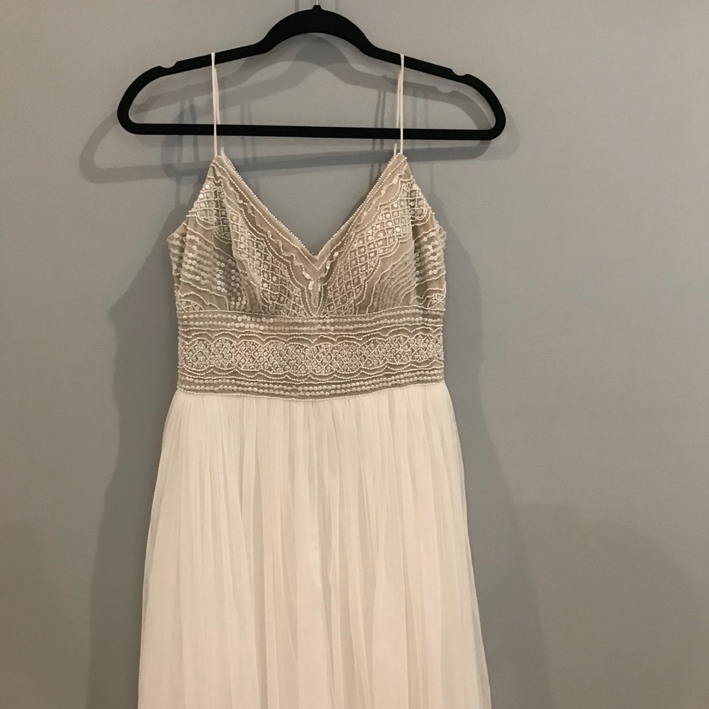 Adrianna Papell Naya dress gown Ivory silver tulle - Picture 3 of 8